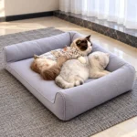 Cuddled Cats in a Lavender Pet Bed