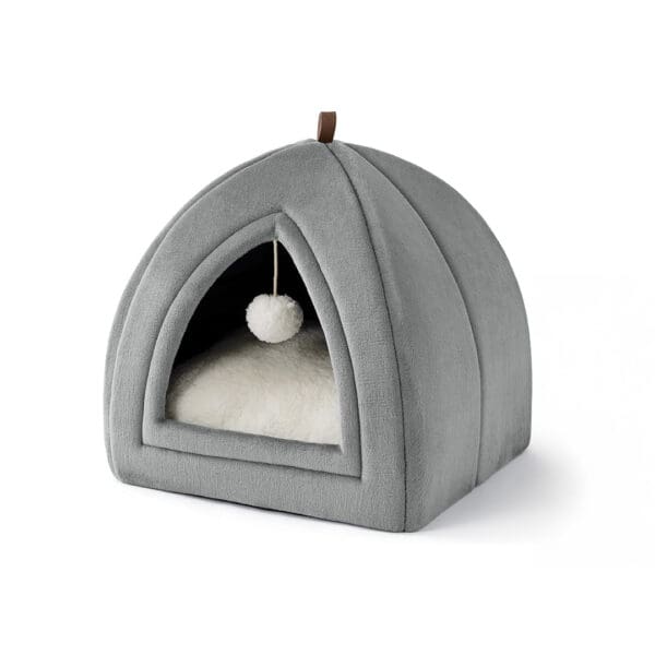 cat cave bed light grey