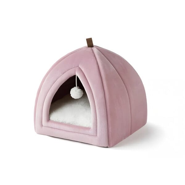 cat cave bed light light pink