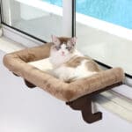 cat hammock bed dark stained wood brown bed