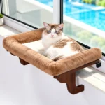 cat hammock bed dark stained wood brown bed