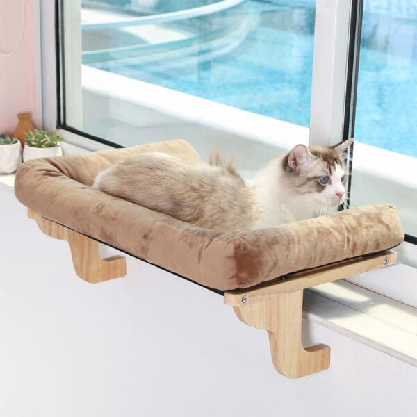 cat hammock bed natural color wood brown bed