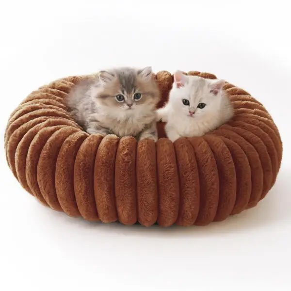 donut cat bed for indoor cats brown