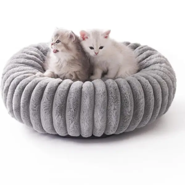 donut cat bed for indoor cats grey