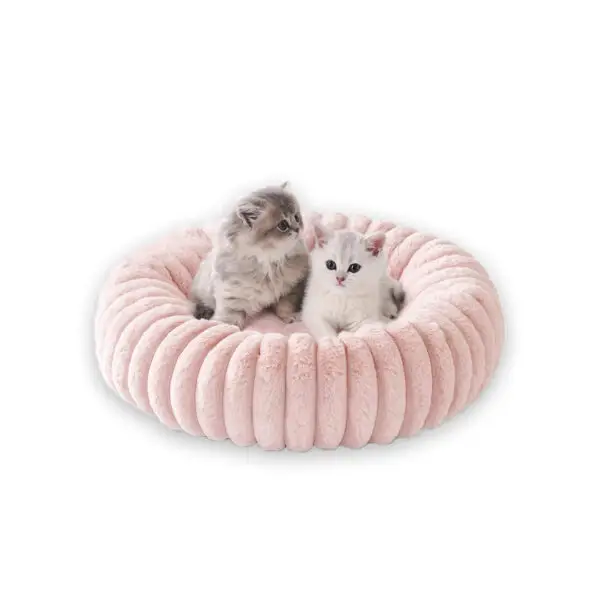 donut cat bed for indoor cats pink