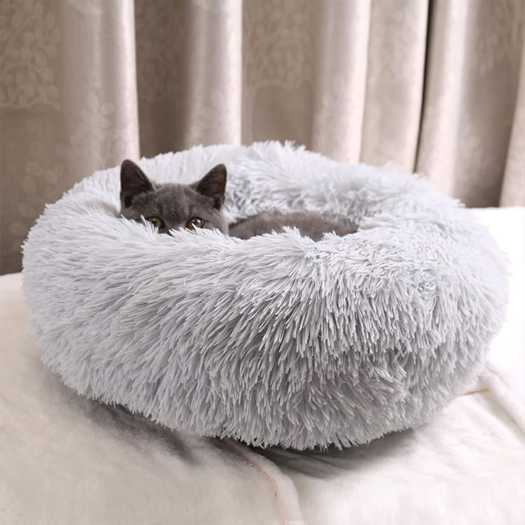 faux fur donut cat bed 5