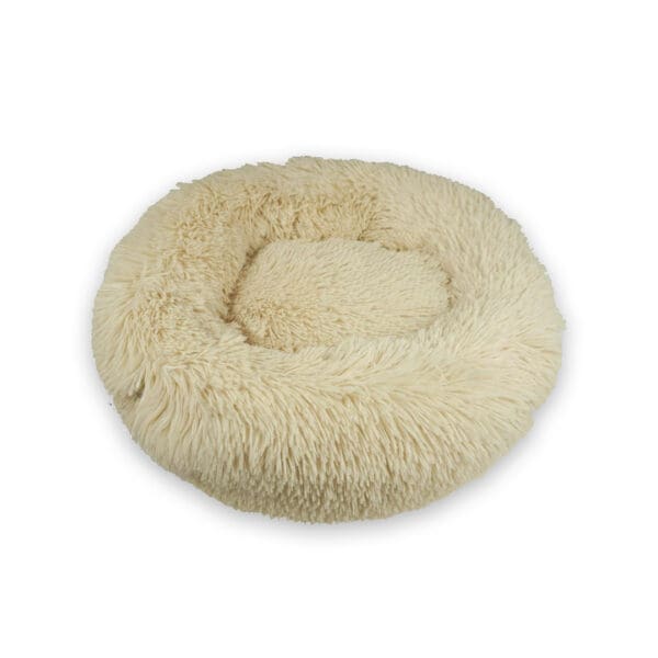 luxury calming dog bed beige