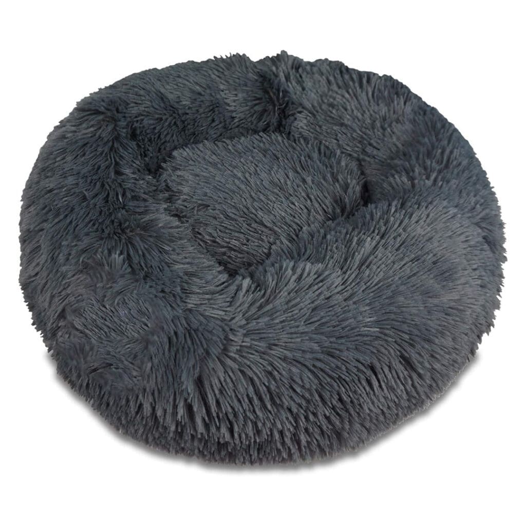 luxury calming dog bed dark grey