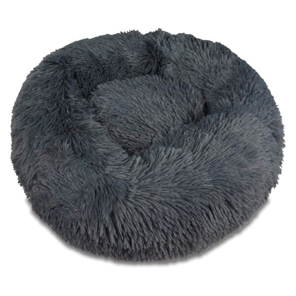 luxury calming dog bed dark grey