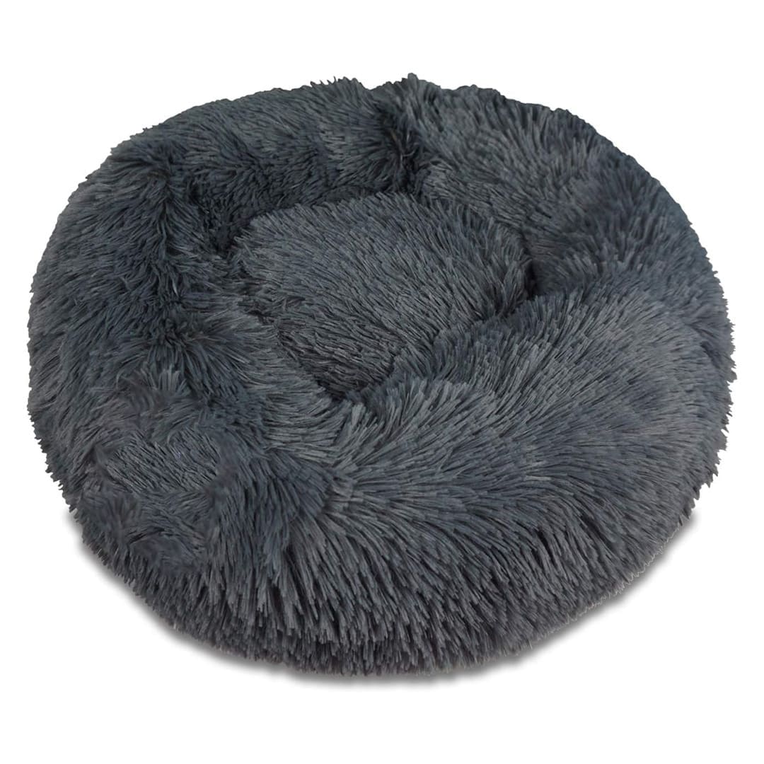 luxury calming dog bed dark grey