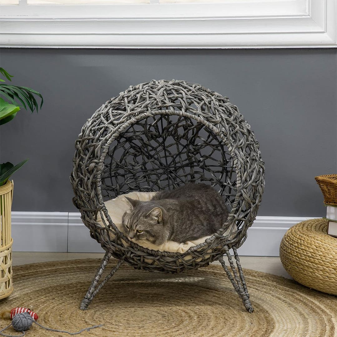 rattan cat cave bed 1