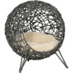 rattan cat cave bed grey