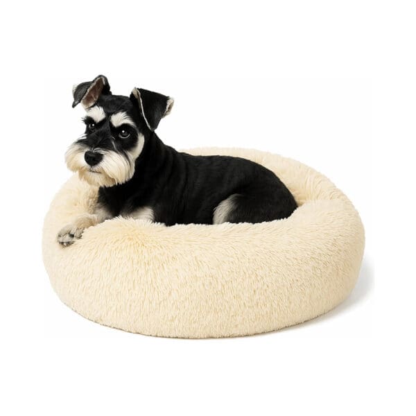 donut calming dog bed apricot