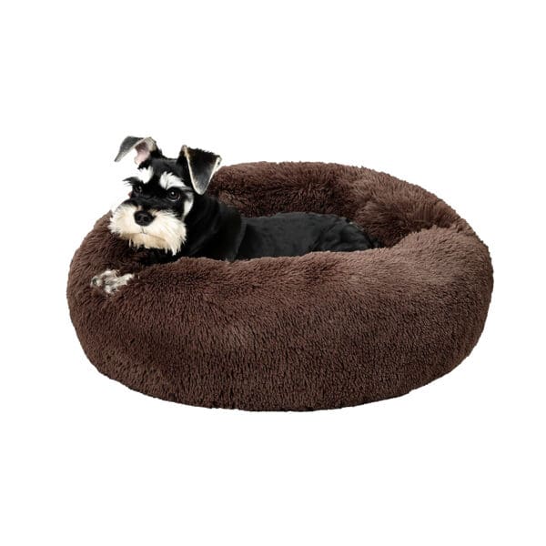 donut calming dog bed coffee