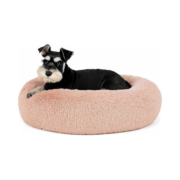 donut calming dog bed dusty pink