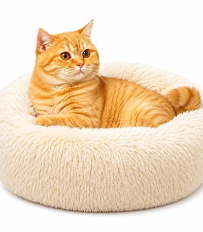 fluffy donut cat bed