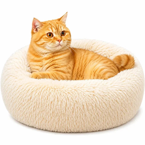 fluffy donut cat bed