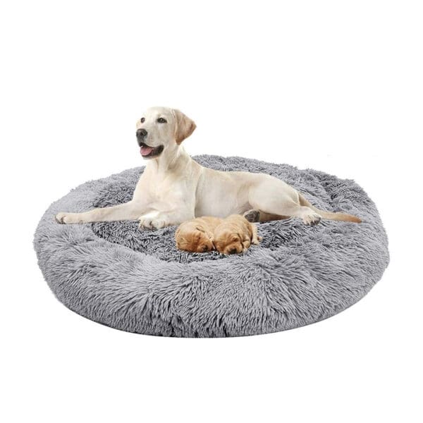 orthopedic calming dog bed light grey