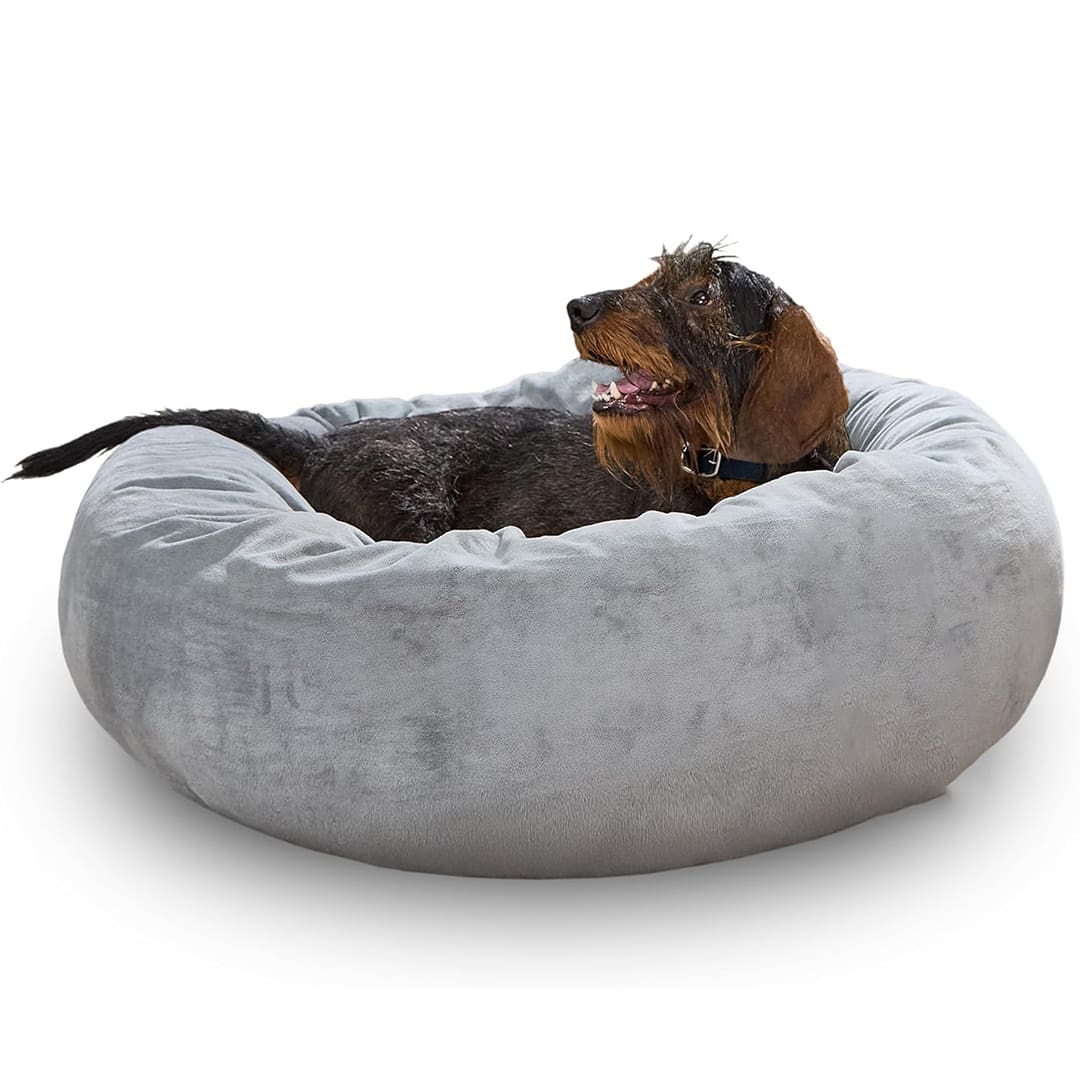 calming nest dog bed grey