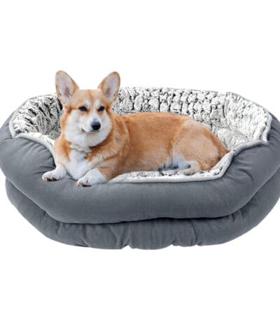 faux fur calming dog bed 5