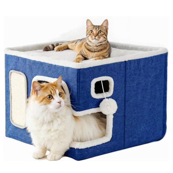 modern cat cave bed blue