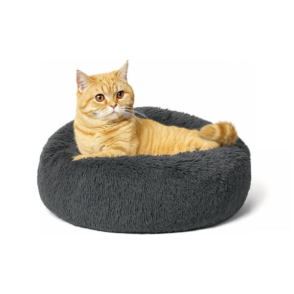 round cat bed bed dark grey
