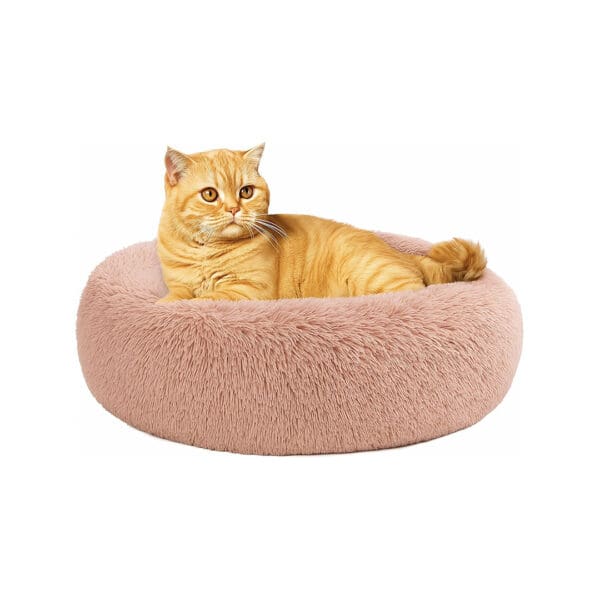 round cat bed bed dusty pink