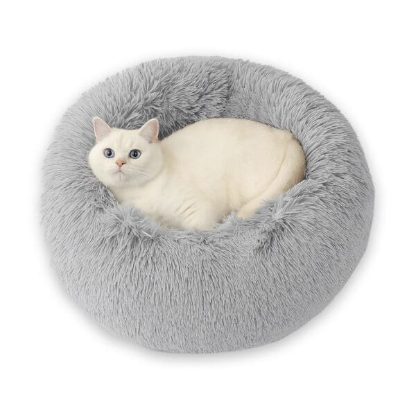 round cat bed bed light grey