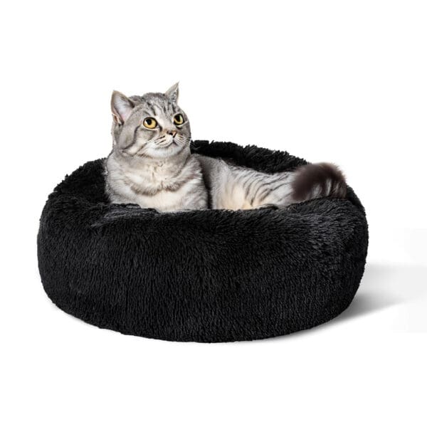 round cat bed black