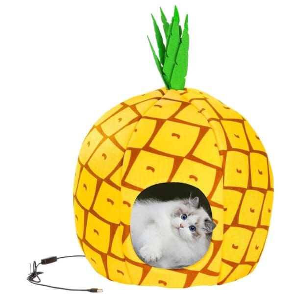 heated cat cave bed pineapple