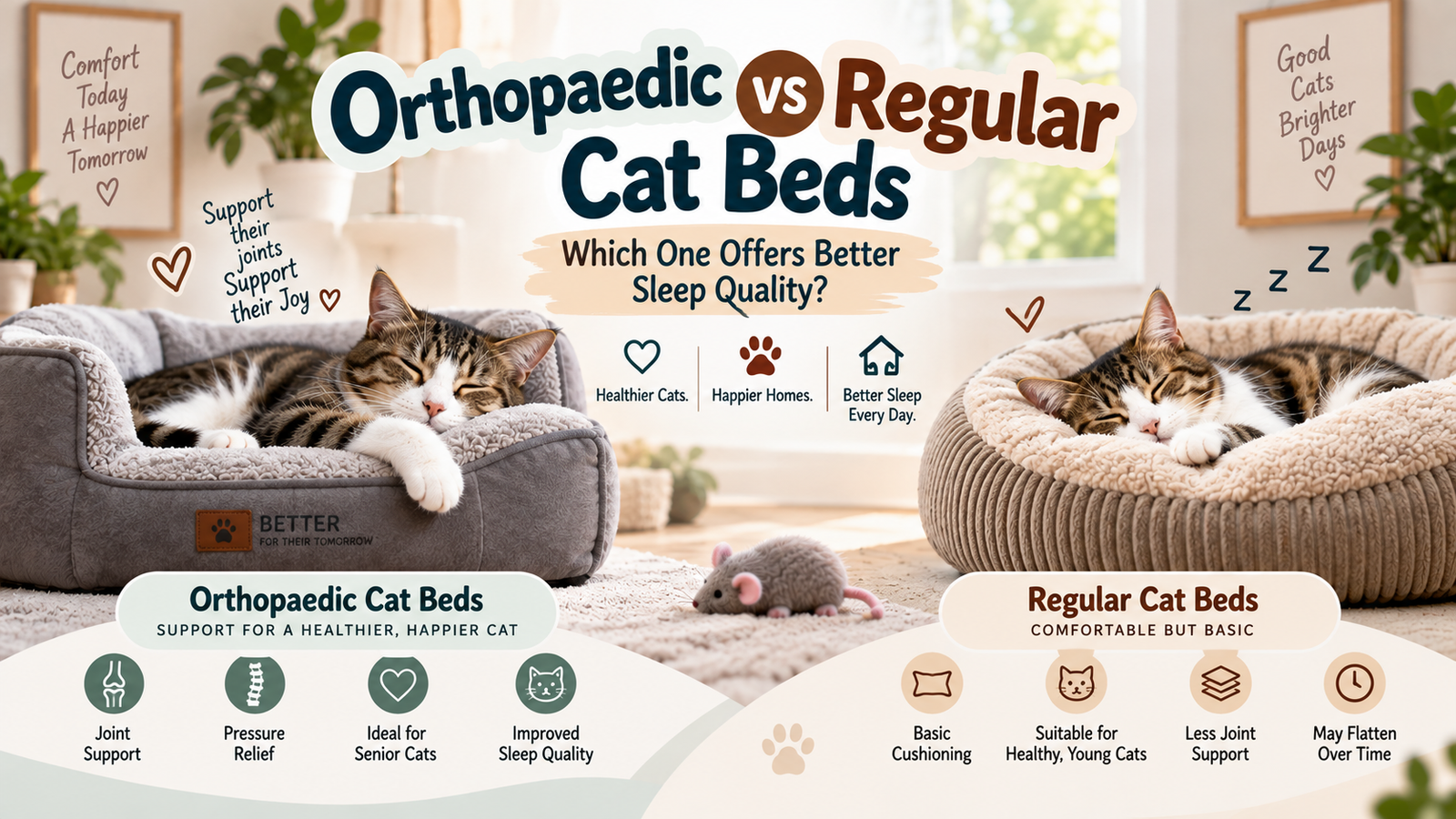 Orthopaedic vs Regular Cat Beds Which One Offers Better Sleep Quality